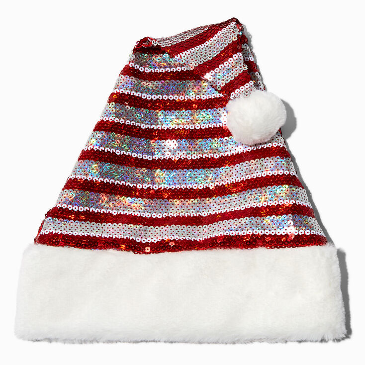 Sequin Stripe Santa Hat,