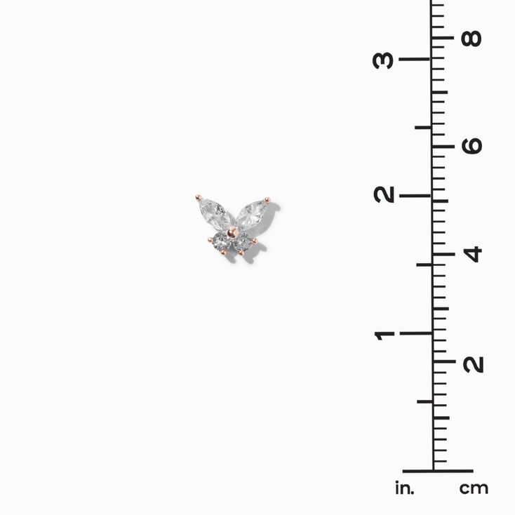Rose Gold-tone Cubic Zirconia Butterfly Stud Earrings,