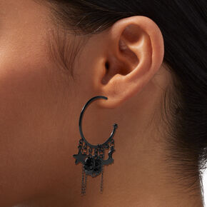 Spooky Charms Chain Fringe Hoop Earrings,