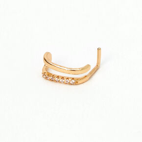 Gold-tone Stainless Steel Dainty Crystal 20G Nose Ring,