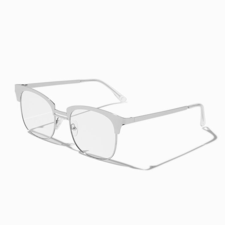 Solar Blue Light Reducing Silver-tone Browline Clear Lens Frames,