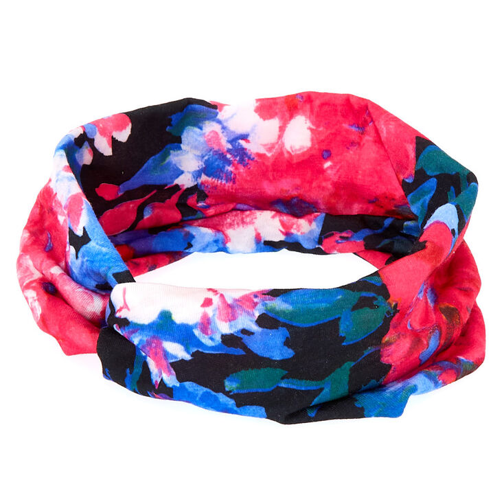 Tropical Wide Jersey Headwrap - Black,