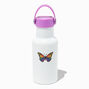 White Stainless Steel Water Bottle with Rainbow Stickers,