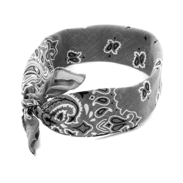 Gray Paisley Bandana Headwrap,