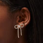 Gold-tone Rhinestone Bow 1&quot; Drop Earrings,