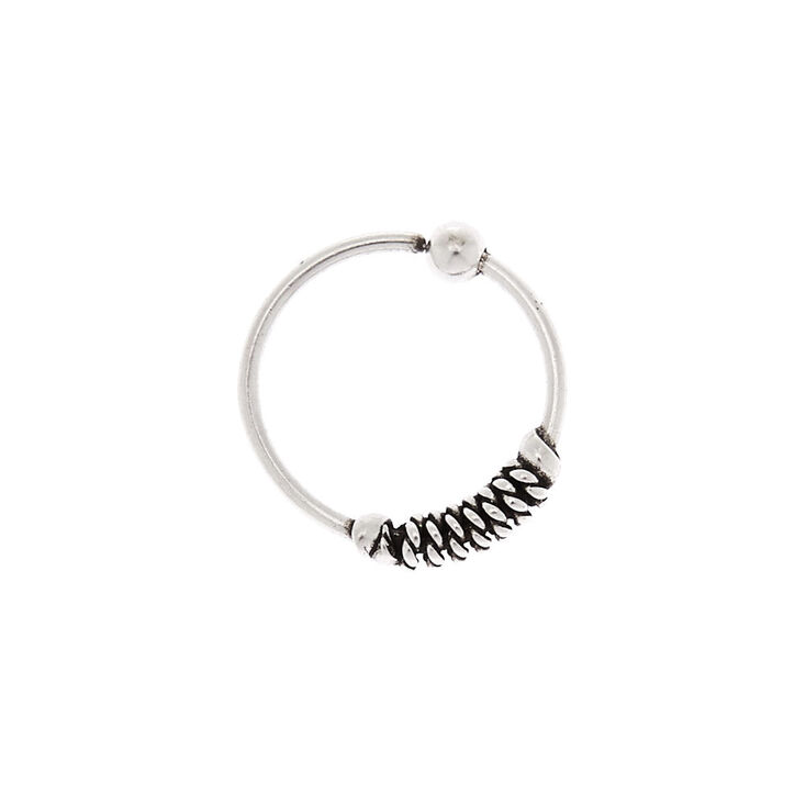 Sterling Silver 22G Coiled Cartilage Hoop Earring,