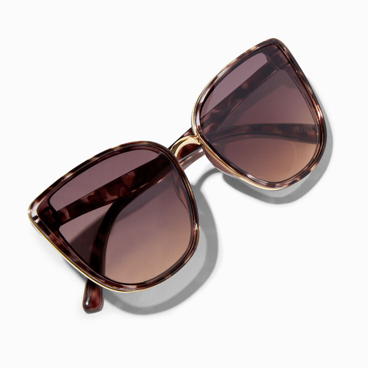 Brown/White Tortoiseshell Faded Lens Sunglasses,