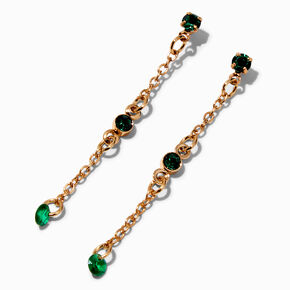 Green Cubic Zirconia Gold-tone 1.5&quot; Drop Earrings,