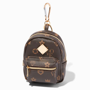 Brown Status Icons Mini Backpack Keychain,