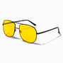 Yellow Lens Black Aviator Sunglasses,