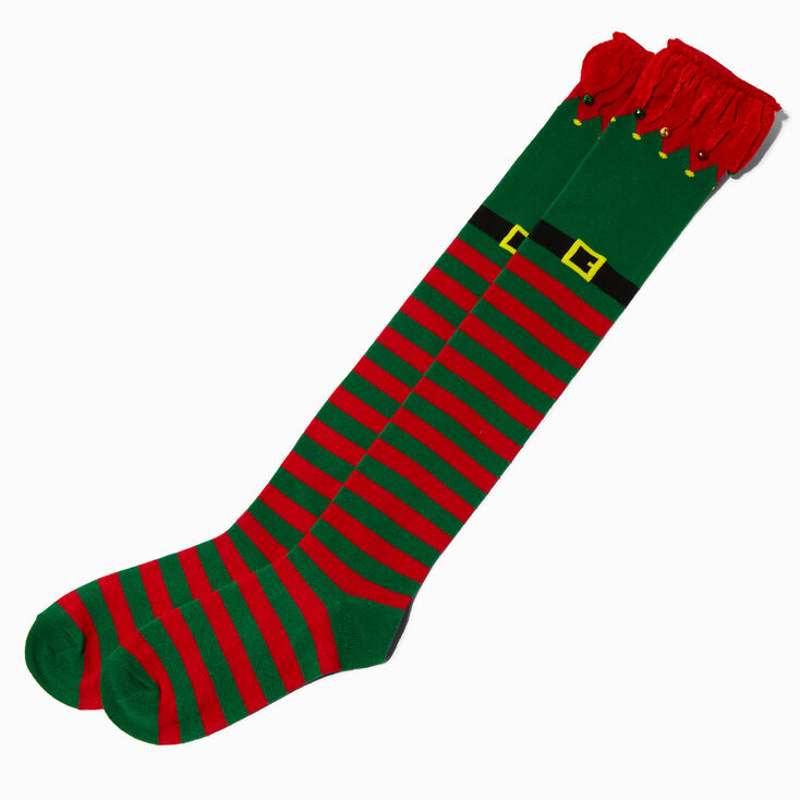 Christmas Elf Over the Knee Socks,