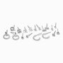 Silver Doorknocker Heart Crystal Stud Earrings - 9 Pack,