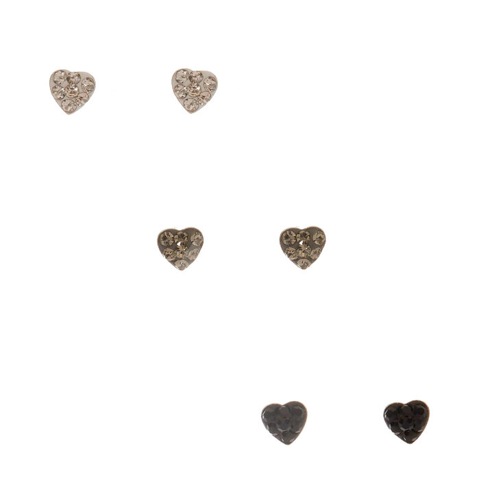 925 Sterling Silver Crystal Heart Earrings,