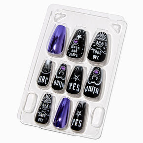Purple Ouija Coffin Press On Faux Nail Set - 24 Pack,