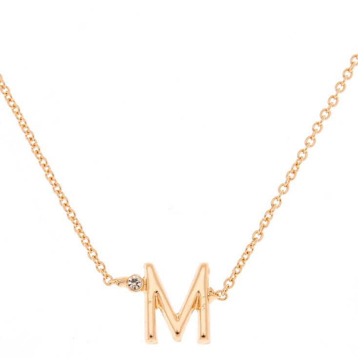 Gold Stone Initial Pendant Necklace - M,