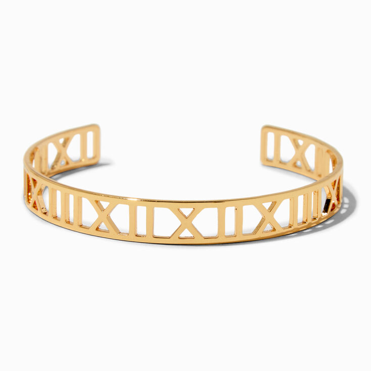 Gold-tone Roman Numeral Cuff Bracelet ,