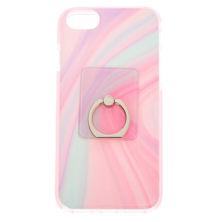 Pastel Swirl Protective Ring Holder Phone Case - Fits iPhone 6/7/8/SE,