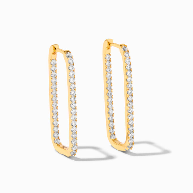 Icing Select 18k Gold Plated Crystal Oval Hoop Earrings,