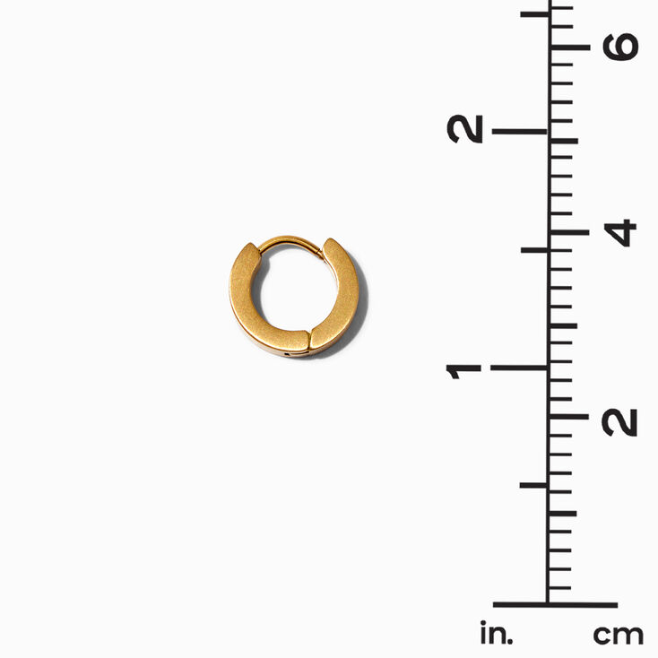 Gold-tone Stainless Steel Huggie Hoop &amp; 7MM Cubic Zirconia Stud Earrings,