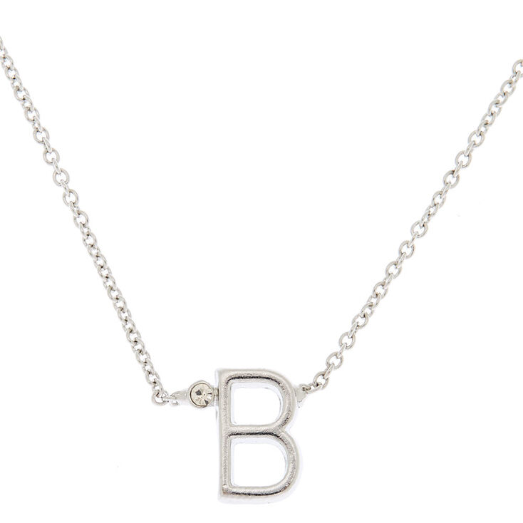 Silver Initial Necklace - B,