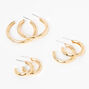 Gold Graduated Tube Hoop Earrings - 3 Pack,