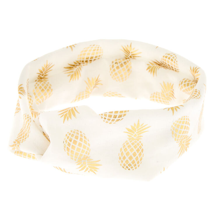 Golden Pineapple Headwrap - White,