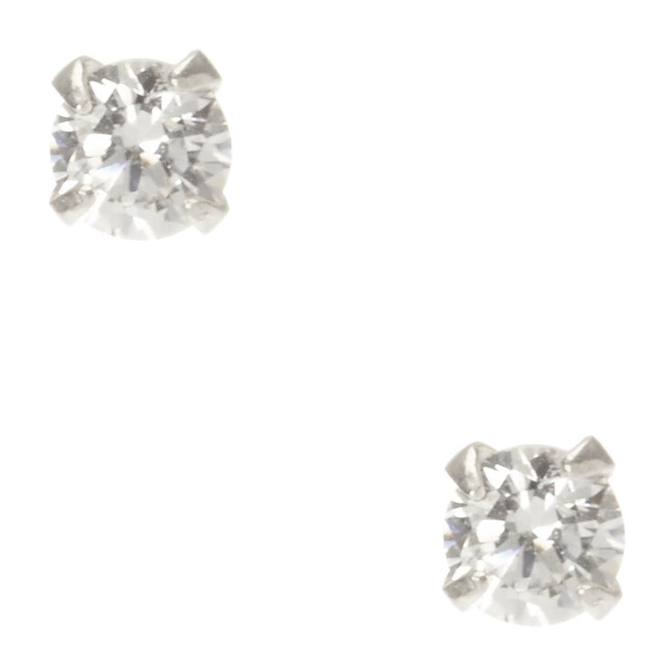 Sterling Silver Cubic Zirconia Stud Earrings - 3MM,