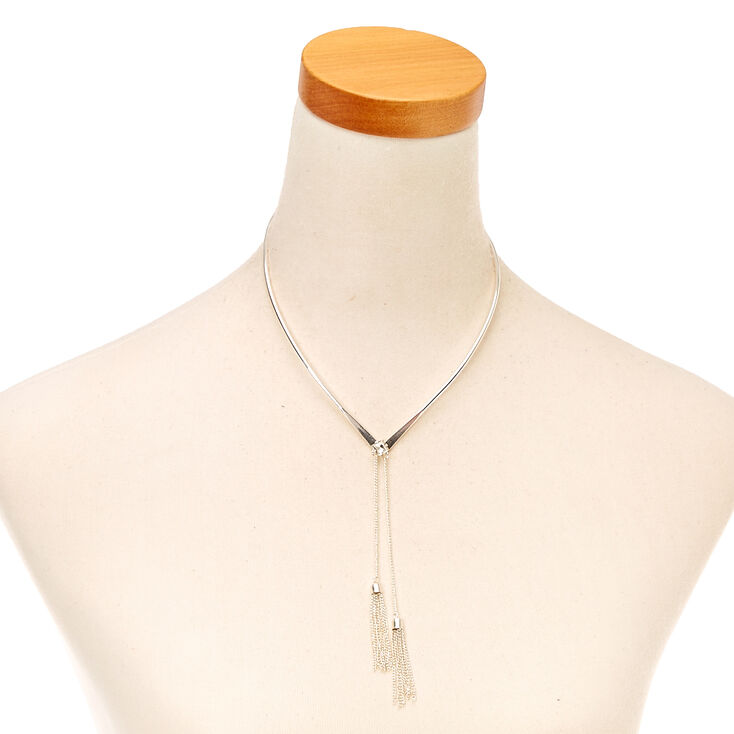 Silver Tassel Collar Necklace,