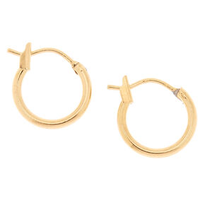 18kt Gold Plated 12mm Hinged Hoop Earrings,