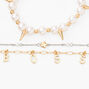 Gold &amp; Pearl Boss Bracelets - 3 Pack,
