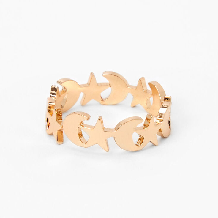 Gold Celestial Moon and Stars Ring,