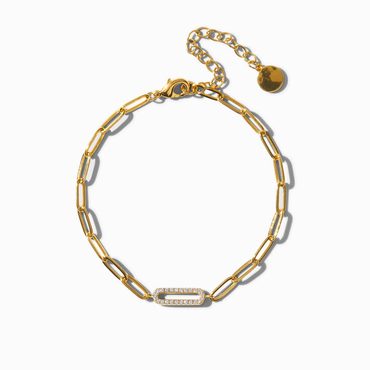 Icing Select 18k Gold Plated Pav&eacute; Paperclip Bracelet,
