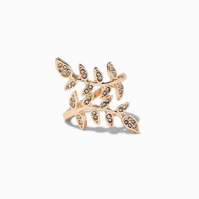 Rose Gold Embellished Leaf Ring,