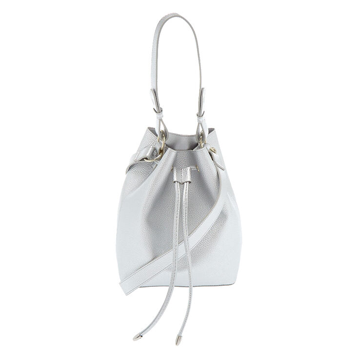 Bucket Crossbody Bag - Silver,