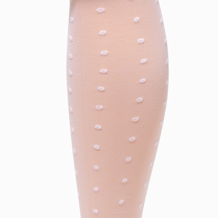 Sheer White Swiss Dot Over The Knee Socks,