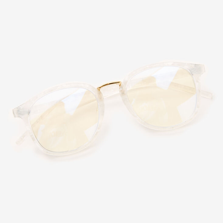 Clear Tortoiseshell Browline Clear Lens Frames - White,