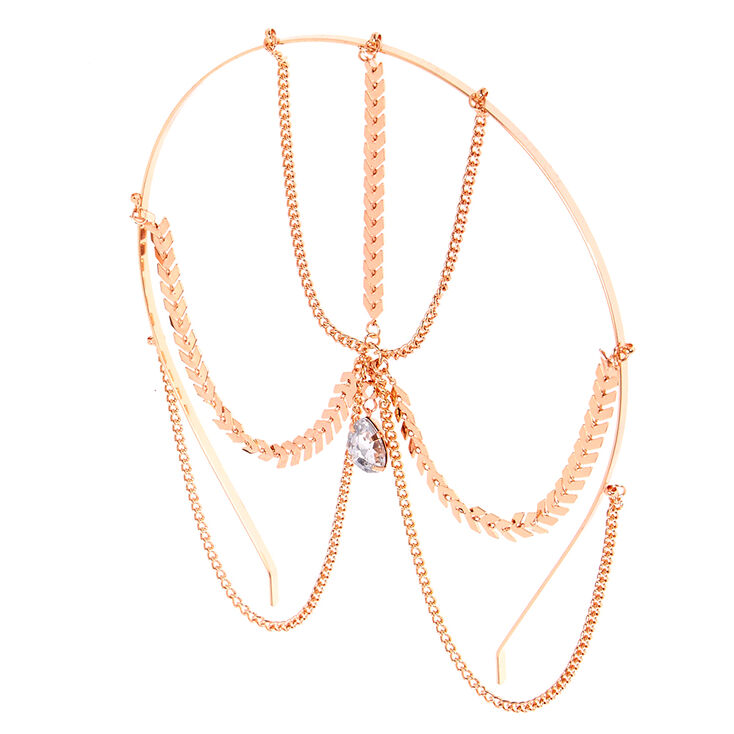 Rose Gold Teardrop Crystal Headband,