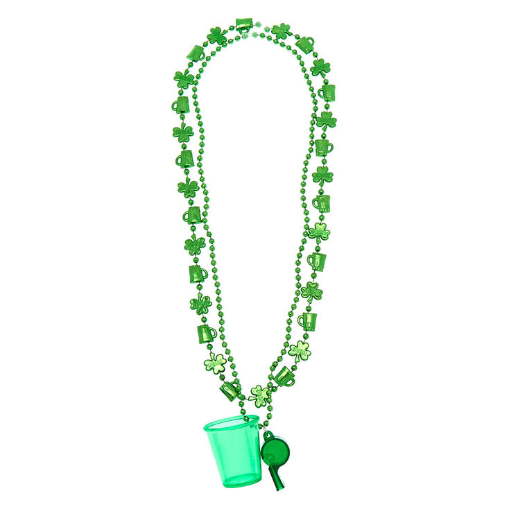 Whistle Shot Glass Beaded Necklaces - Green, 2 Pack,