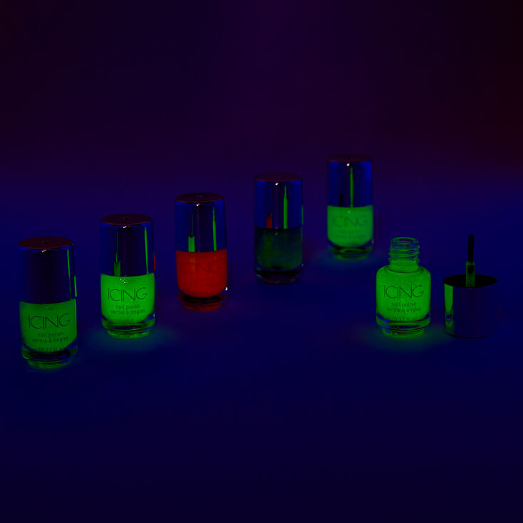 Glitter Glow in The Dark Mini Nail Polish - 6 Pack,