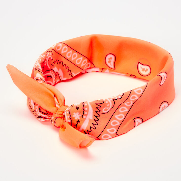 Neon Coral Bandana Headwrap,