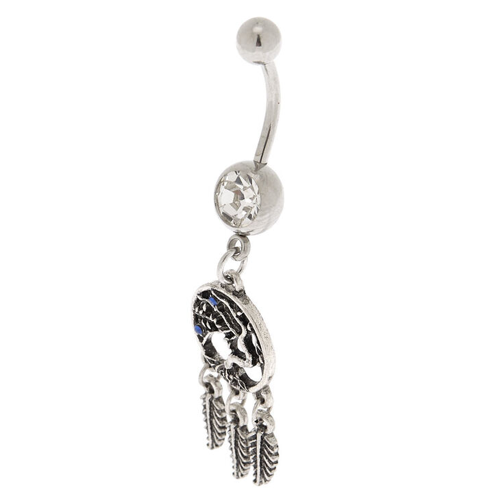 Silver 14G Wish Tree Dreamcatcher Belly Ring,