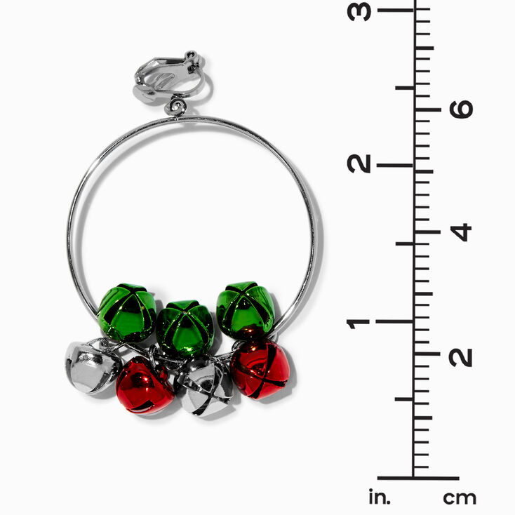 Jingle Bells 50MM Clip-On Hoop Earrings,