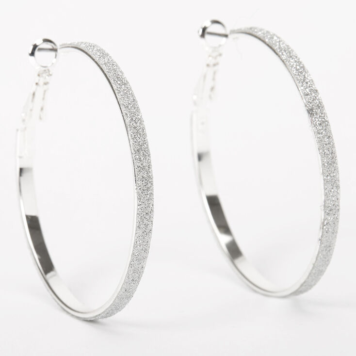 Icing Silver Thin Hoop Earrings