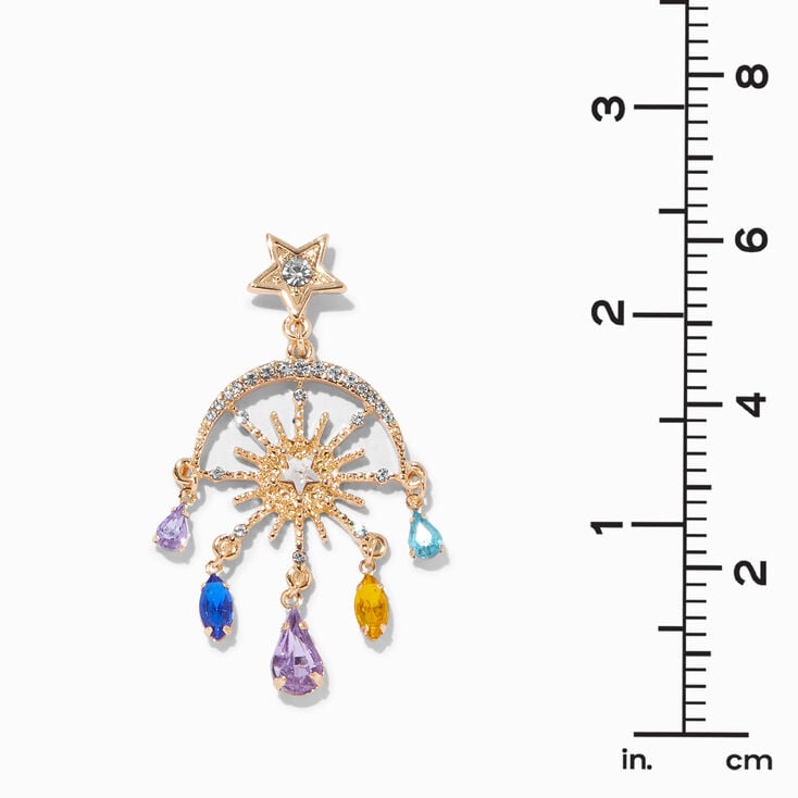 Gold 2&quot; Celestial Chandelier Drop Earrings,