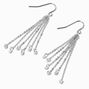 Silver-tone 2&quot; Cubic Zirconia Chain Fringe Drop Earrings,
