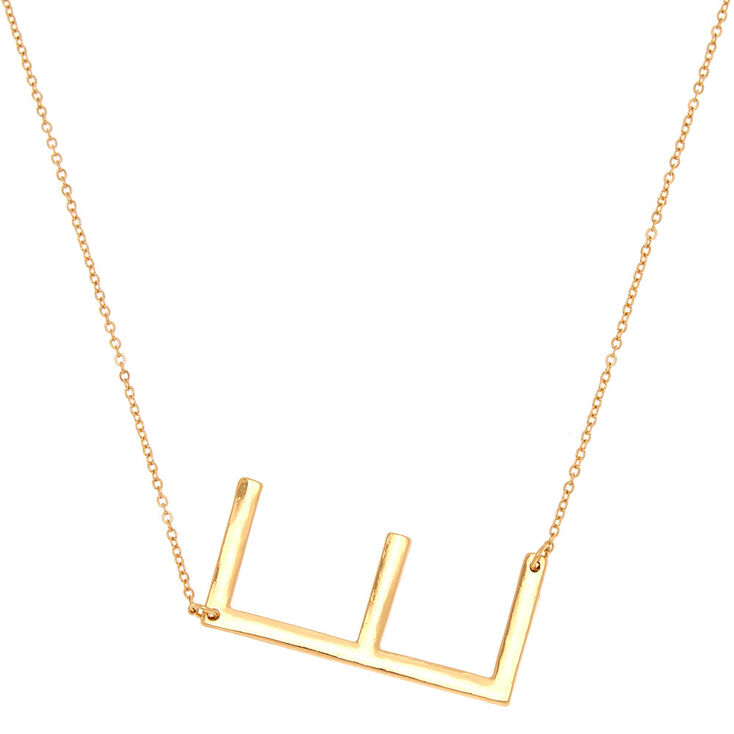 Oversized Initial Pendant Necklace - E,