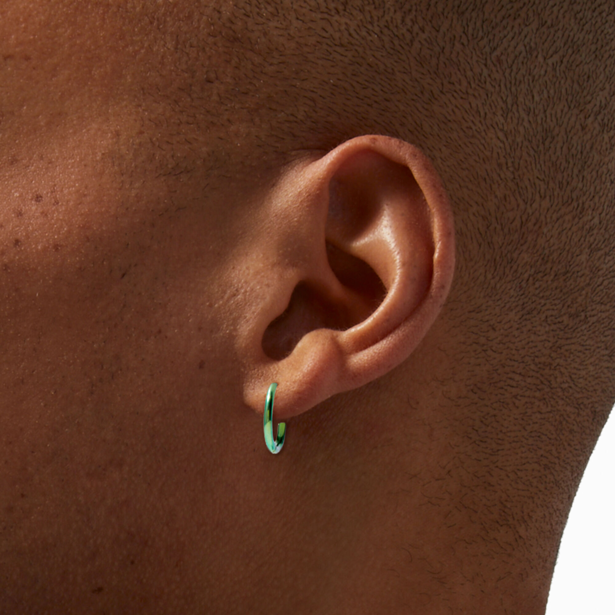 Titanium 12MM Green Anodized Hoop Earrings Icing US