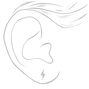 Sterling Silver Single Crystal Lightning Bolt Stud Earring,