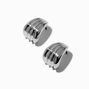 Silver-tone Scalloped Bean Stud Earrings ,