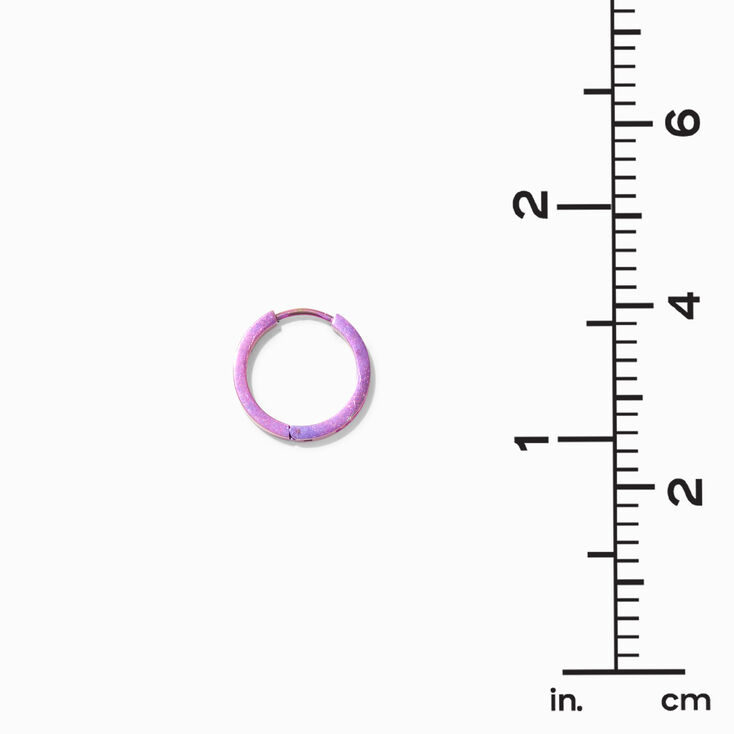 Titanium 12MM Pink Anodized Crystal Hoop Earrings,